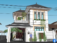 File 3d Sketchup biệt thự 2 tầng 8.6x12m