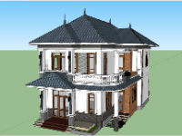 bản vẽ biệt thự 2 tầng,biệt thự 2 tầng,sketchup biệt thự 2 tầng,file 3d su biệt thự 2 tầng,bao cảnh biệt thự 2 tầng