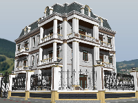 File 3d sketchup biệt thự 3 tầng cổ điển