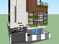 File 3d sketchup biệt thự 3 tầng hiện đại