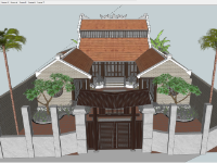 File 3d sketchup chùa làng kết hợp các nhà dường 15x20m
