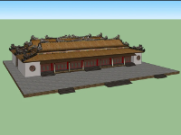 File 3d sketchup điện thờ thái hòa 63x27m