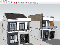 File 3d sketchup nhà phố 2 tầng kích thước 8x13.5m