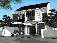 File 3d sketchup Nhà phố 3 tầng 11.8x16m