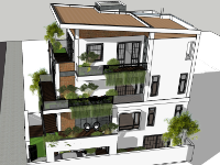 File 3d sketchup nhà phố 3 tầng kích thước 7.5x18m