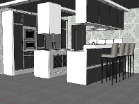 sketchup nội thất bếp,mẫu su nội thất phòng bếp,phòng bếp sketchup,thiết kế nội thất phòng bếp