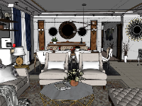 File 3d sketchup nội thất phòng khách và ăn hiện đại
