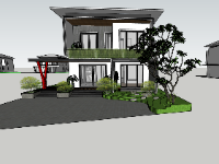 File 3d sketchup phối cảnh biệt thự 2 tầng