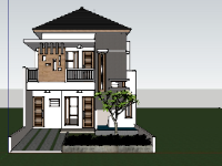 File 3d sketchup thiết kế biệt thự 2 tầng 8x12m