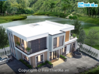 Phối cảnh biệt thự,Phối cảnh biệt thự 2 tầng,file 3dmax phối cảnh,phối cảnh biệt thự 3dmax