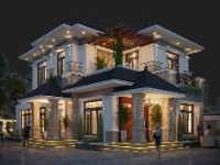 File 3dmax mẫu biệt thự 2 tầng 9x18m mái nhật