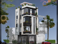 File 3dmax nhà phố 4.5x15m 2 mặt tiền
