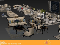 File 3DMAX nội thất bàn ghế sofa tân cổ điển