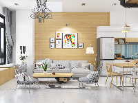 File 3Dmax thiết kế nội thất phòng khách +bếp