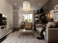 File 3dsmax thiết kế phòng khách bếp phong cách scandinavian