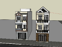 File 3dsu dựng phối cảnh thiết kế 2 mẫu nhà phố 3 tầng