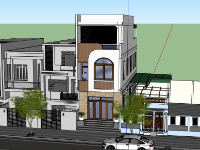 nhà phố 3 tầng,sketchup nhà phố,bản vẽ nhà phố