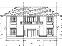 File autocad bản vẽ biệt thự thiết kế nhà ngang 2 tầng ngói âm dương 7.1x15.2m