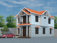 File autocad bản vẽ kiến trúc biệt thự thiết kế kiểu mái thái 2 tầng 8.4x14.6m