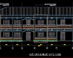 File autocad  Bản vẽ kiến trúc trường mầm non Họa My 2 tầng