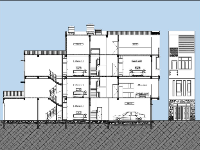 File autocad bản vẽ nhà ống 4 tầng thiết kế hiện đại mặt tiền 4x20m