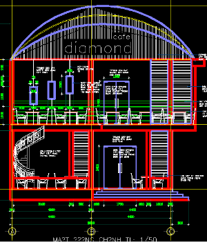 File AutoCAD bản vẽ quán Cafe Diamond​ (Kiến Trúc+Nội Thất+Chi Tiết Tất Cả + Phối Cảnh)