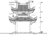 File autocad bản vẽ thiết kế nhà bia 8 mái kiến trúc đền đình làng cổ
