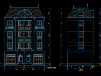 File autocad kiến trúc Biệt thự 4 tầng 7.1x13m