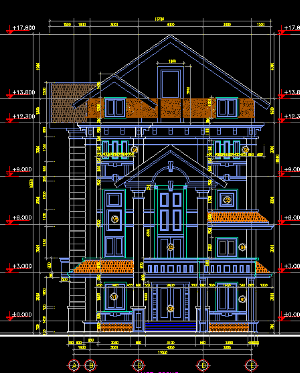 File autocad kiến trúc nhà phố 15x18m