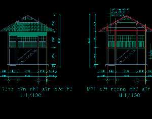 nhà sàn,kiến trúc nhà ở,file cad kiến trúc,nhà sàn bác Hồ