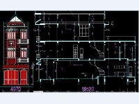 File Autocad mẫu bản vẽ kiến trúc nhà phố thiết kế 3 tầng 5x20m mặt tiền