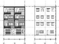 File Autocad thiết kế cấp phép nhà phố 4 tầng hiện đại 2 căn 5x13m 