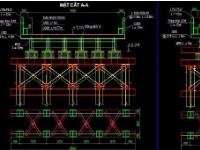 File bản vẽ cầu tạm thép 5 nhịp L=9+3x12+9m B=5m