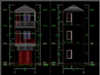 Mẫu bản vẽ thiết kế kiến trúc nhà ống 2.5 tầng 4x14m mặt tiền