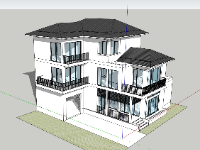 Sketchup Villa,Sketchup 3 tầng,biệt thự 3 tầng,su biệt thự 3 tầng