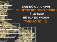 File Cad Bản đồ địa chính phường Khương Trung, Thanh Xuân, tỷ lệ 1:200 - theo Hệ tọa độ VN2000