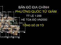 File Cad Bản đồ địa chính phường Quốc Tử Giám, quận Đống Đa, tỷ lệ 1:200 - tọa độ VN2000