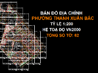 File Cad Bản đồ địa chính phường Thanh Xuân Bắc, Thanh Xuân, tỷ lệ 1:200 - Hệ tọa độ VN2000