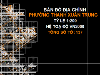 File Cad Bản đồ địa chính phường Thanh Xuân Trung, Thanh Xuân, tỷ lệ 1:200 - theo Hệ tọa độ VN2000