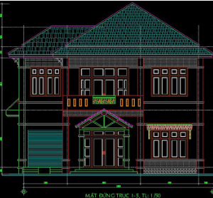 File cad bản vẽ autocad Mẫu biệt thự đẹp kt 19,5 m x 16,5 m 