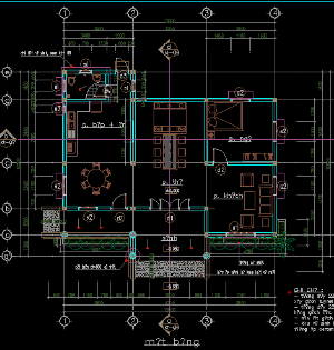 FIle cad Bản vẽ biệt thự 1 tầng