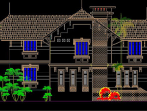 File cad bản vẽ biệt thự 2 tầng mái thái