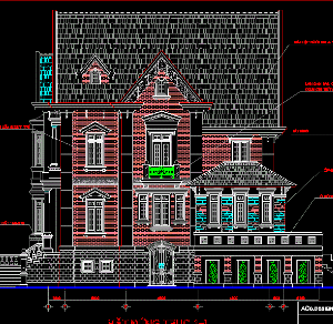 File cad Bản vẽ Biệt thự 2,5 tầng đẹp kích thước 11,3x 13,2 m (KT+KC+ME)