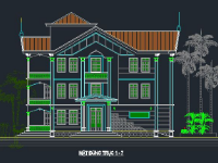 File cad Bản vẽ biệt thự kích thước 16.47x19.33m