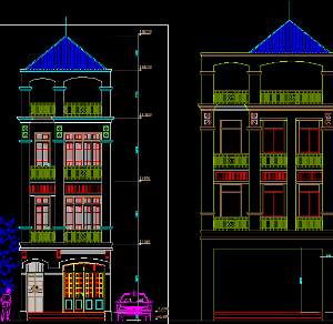 File cad Bản vẽ biệt thự mẫu 4,8x13m ( gồm : kiến trúc, điện nước)