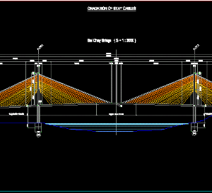 File cad Bản vẽ cầu dây văng bãi cháy