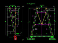 File cad bản vẽ Cẩu long môn chân tháp nâng hạ dầm tại bệ