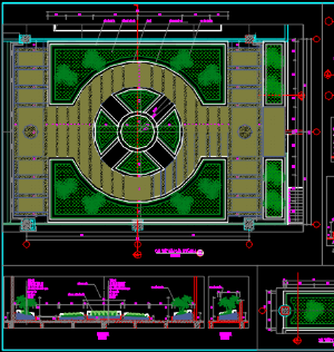 File Cad bản vẽ chi tiết cấu tạo sân vườn, tiểu cảnh trên cao