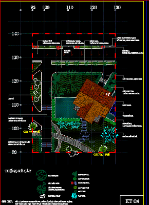 File cad bản vẽ chi tiết một khu vườn dùng cho việc bố trí cây cảnh