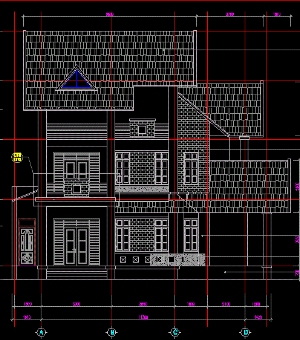 File cad Bản vẽ kiến trúc biệt thự kiểu pháp 3 tầng kt 11 x 16.5m 